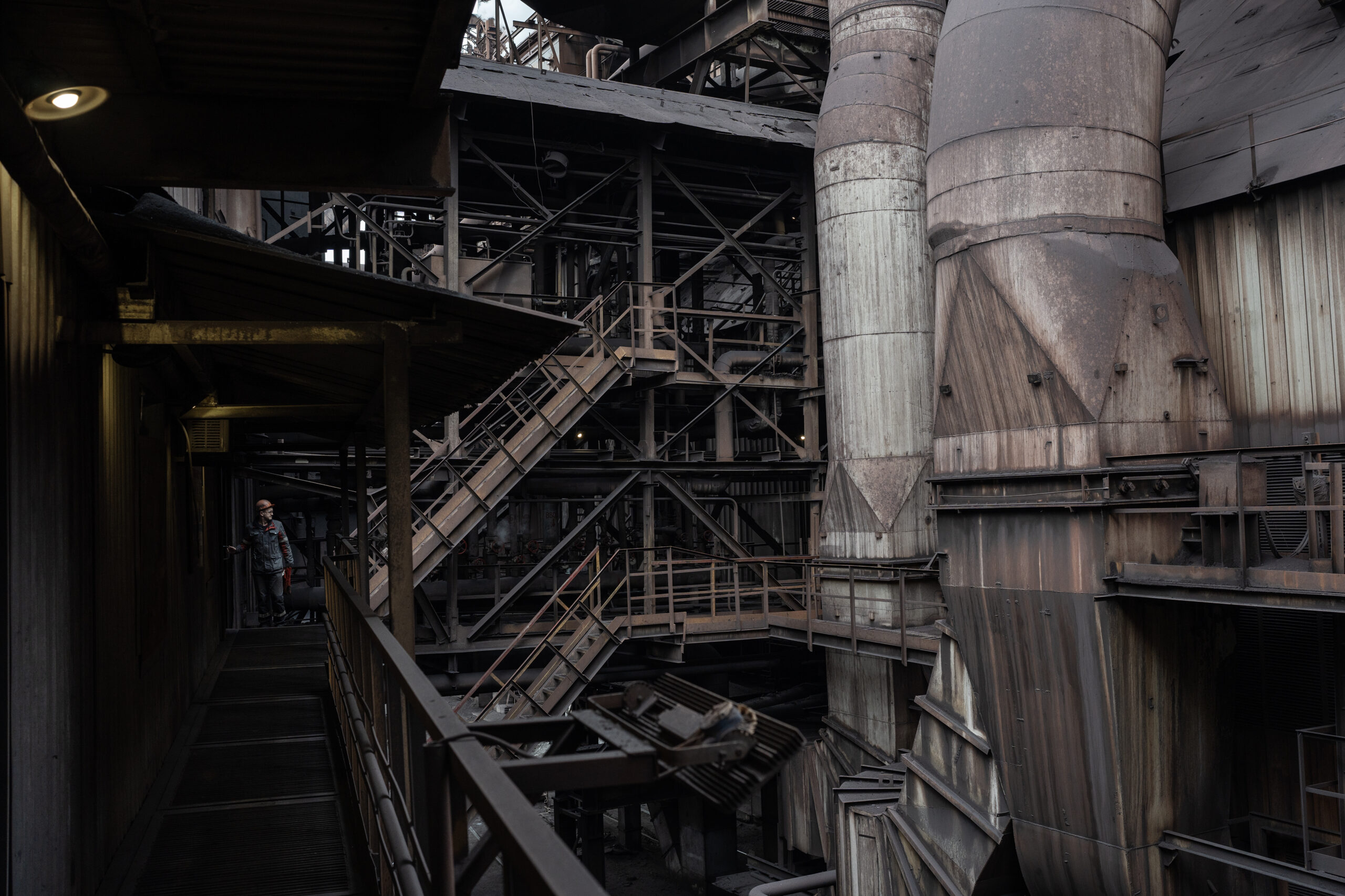 Zaporizhzia, Ucraina - 12 Febbraio 2024 - Stabilimento dell'acciaieria Zaporizhstal del gruppo Metinvest. Nella foto una veduta esterna dell'altoforno.
Ph.Giulio Piscitelli