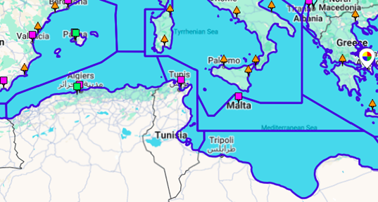 Zone SAR algerina, tunisina e libica. Fonte: SAR Contacts